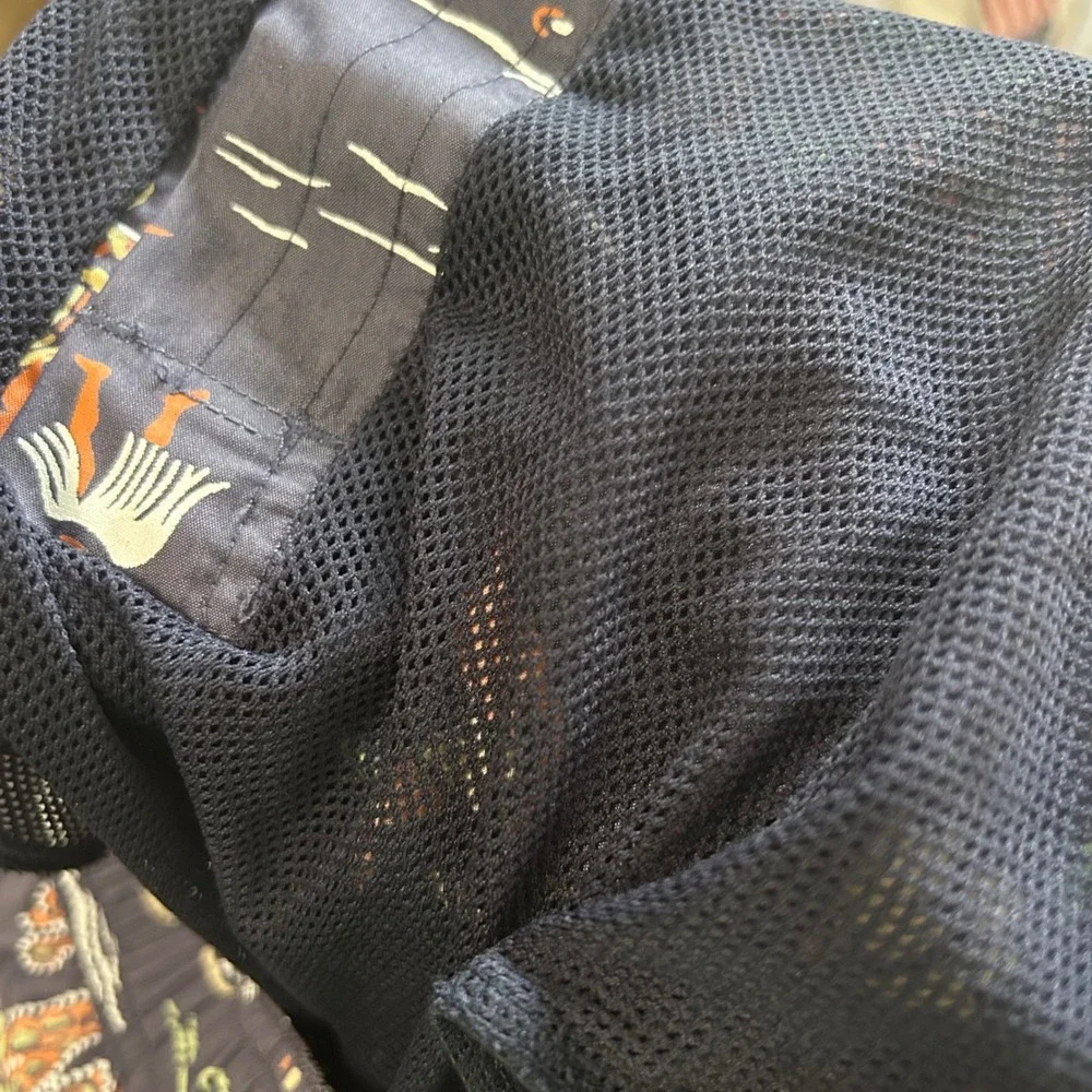 Vintage Polo Sport‎ Ralph Lauren Hawaiian Print Swim Trunks Navy Blue Mens XL